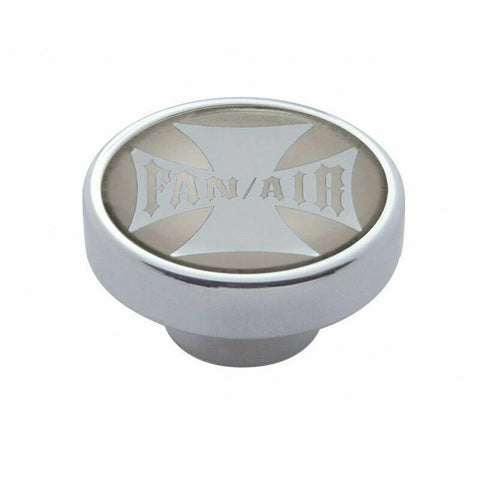 UP Fan Air Control Knob Chrome Aluminum w/ Silver Maltese Cross Sticker #23611