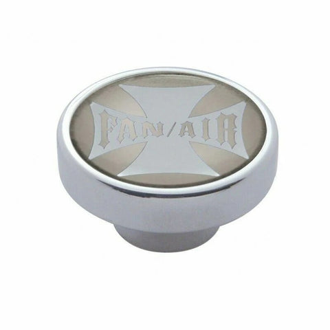 UP Fan Air Control Knob Chrome Aluminum w/ Silver Maltese Cross Sticker #23611
