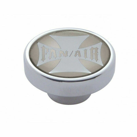 UP Fan Air Control Knob Chrome Aluminum w/ Silver Maltese Cross Sticker #23611