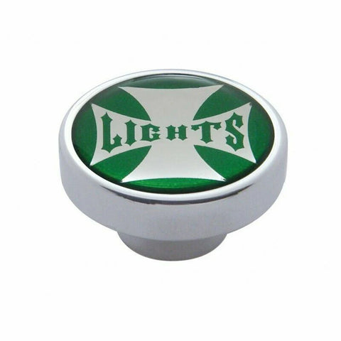 Panel Lights Control Knob Chrome Aluminum w/ Green Maltese Sticker UP#23614