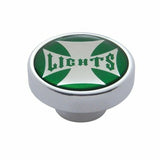 Panel Lights Control Knob Chrome Aluminum w/ Green Maltese Sticker UP#23614