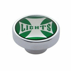 Panel Lights Control Knob Chrome Aluminum w/ Green Maltese Sticker UP#23614
