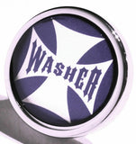 UP Washer Control Knob Chrome Aluminum w/ Purple Maltese Cross Sticker #23621