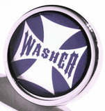 UP Washer Control Knob Chrome Aluminum w/ Purple Maltese Cross Sticker #23621