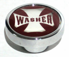 UP Washer Control Knob Chrome Aluminum w/ Red Maltese Cross Sticker #23622