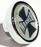 UP Washer Control Knob Chrome Aluminum w/ Silver Maltese Cross Sticker #23623