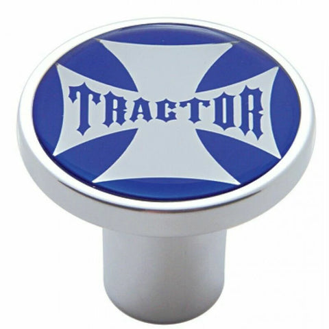 UP Air Brake Knob Tractor Screw-On Chrome w/ Blue Maltese Cross Sticker #23655