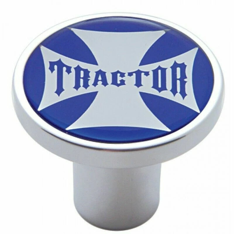 UP Air Brake Knob Tractor Screw-On Chrome w/ Blue Maltese Cross Sticker #23655