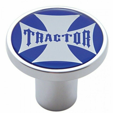 UP Air Brake Knob Tractor Screw-On Chrome w/ Blue Maltese Cross Sticker #23655