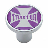 Air Brake Knob Tractor Screw-On Chrome w/ Purple Maltese Cross Sticker #23657