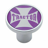 Air Brake Knob Tractor Screw-On Chrome w/ Purple Maltese Cross Sticker #23657