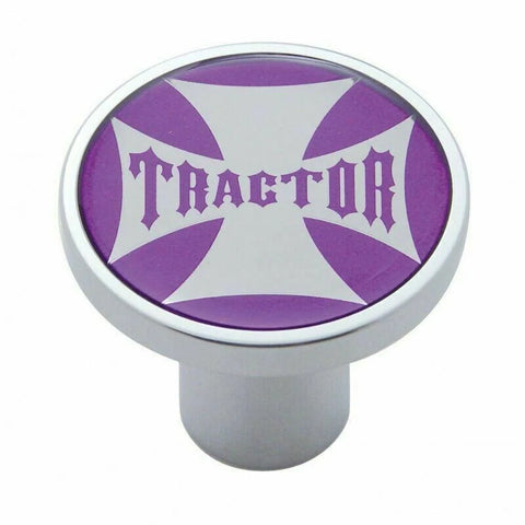 Air Brake Knob Tractor Screw-On Chrome w/ Purple Maltese Cross Sticker #23657