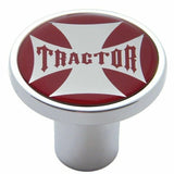 Air Brake Knob Tractor Screw-On Chrome w/ Red Maltese Cross Sticker UP#23658