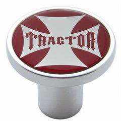 Air Brake Knob Tractor Screw-On Chrome w/ Red Maltese Cross Sticker UP#23658