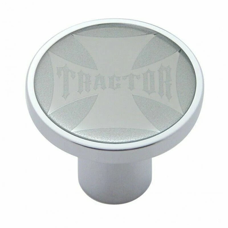 Air Brake Knob Tractor Screw-On Chrome w/ Silver Maltese Cross Sticker UP#23659