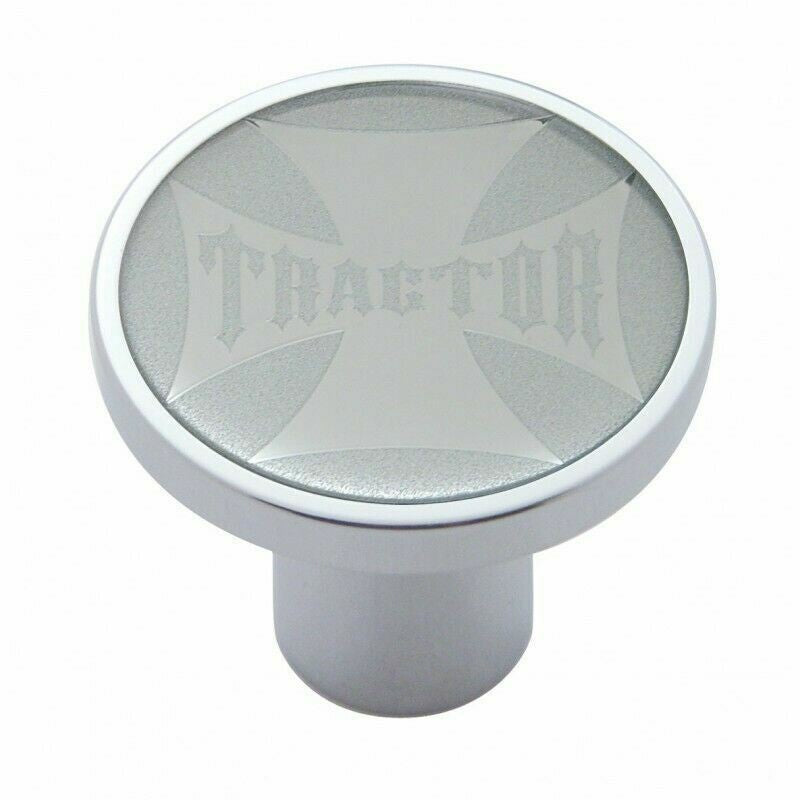 Air Brake Knob Tractor Screw-On Chrome w/ Silver Maltese Cross Sticker UP#23659