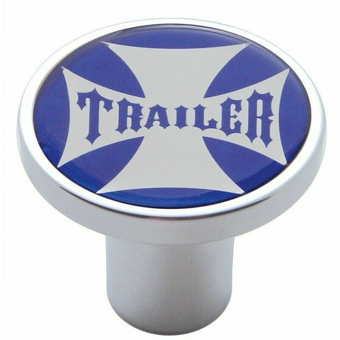 UP Air Brake Knob Trailer Screw-On Chrome w/ Blue Maltese Cross Sticker #23661