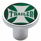Air Brake Knob Trailer Screw-On Chrome w/ Green Maltese Cross Sticker UP#23662