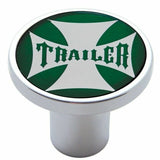 Air Brake Knob Trailer Screw-On Chrome w/ Green Maltese Cross Sticker UP#23662