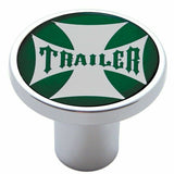 Air Brake Knob Trailer Screw-On Chrome w/ Green Maltese Cross Sticker UP#23662