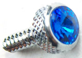 Upper Dash Screws for Kenworth Chrome Knurled Blue Jewel 1" UP#23881-6 Per Pack