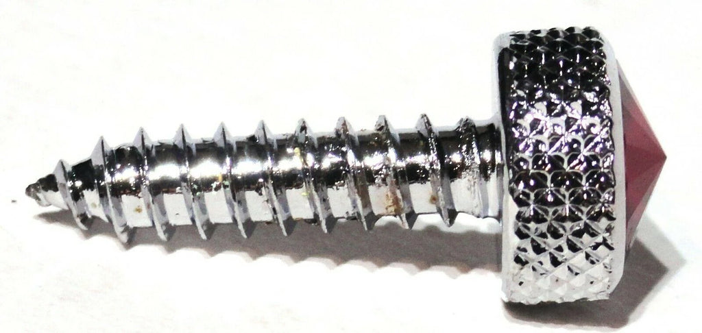 Kenworth Chrome Upper Dash Screws Red Jewel Knurled 1" UP#23885 Set of 2
