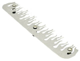 Mud Flap Bottom Weight Plate 14"x3 Flames Stainless w/ 3 Bolt-On Thru Mount Pair