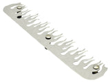 Mud Flap Bottom Weight Plate 14"x3 Flames Stainless w/ 3 Bolt-On Thru Mount Pair