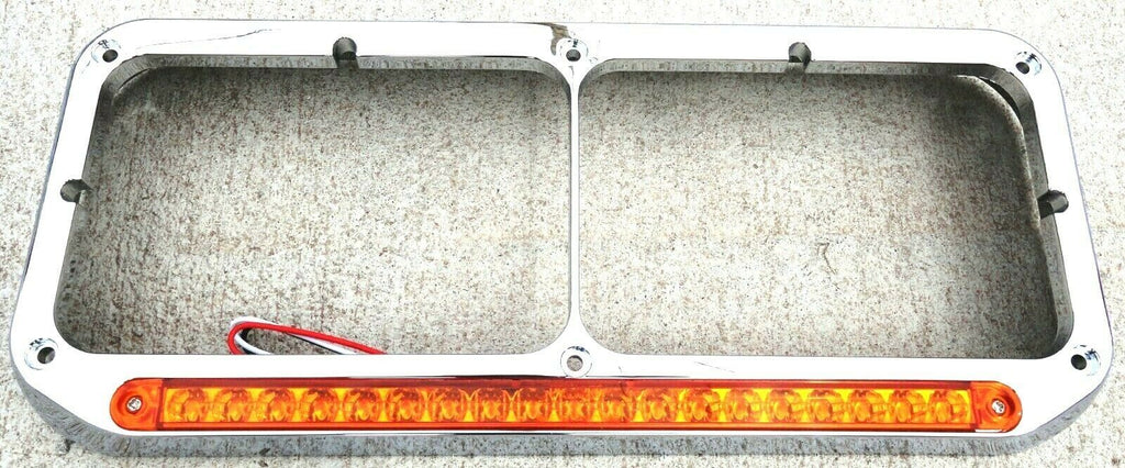 Headlight Bezel for Rectangular Dual Headlight Amber Lens/19 LEDs Bar UP#32358