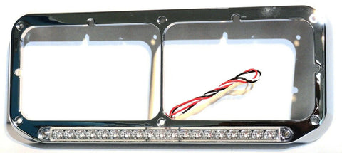Dual Rectangular Headlight Bezel Clear Lens 19 Amber LEDs Plastic UP#32359 Pair