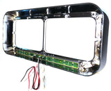 Dual Rectangular Headlight Bezel Clear Lens 19 Amber LEDs Plastic UP#32359 Pair