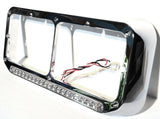 Dual Rectangular Headlight Bezel Clear Lens 19 Amber LEDs Plastic UP#32359 Pair