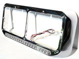 Dual Rectangular Headlight Bezel Clear Lens 19 Amber LEDs Plastic UP#32359 Pair