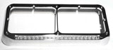Dual Rectangular Headlight Bezel Clear Lens 19 Amber LEDs Plastic UP#32359 Pair