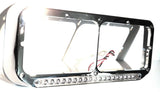 Dual Rectangular Headlight Bezel Clear Lens 19 Amber LEDs Plastic UP#32359 Pair