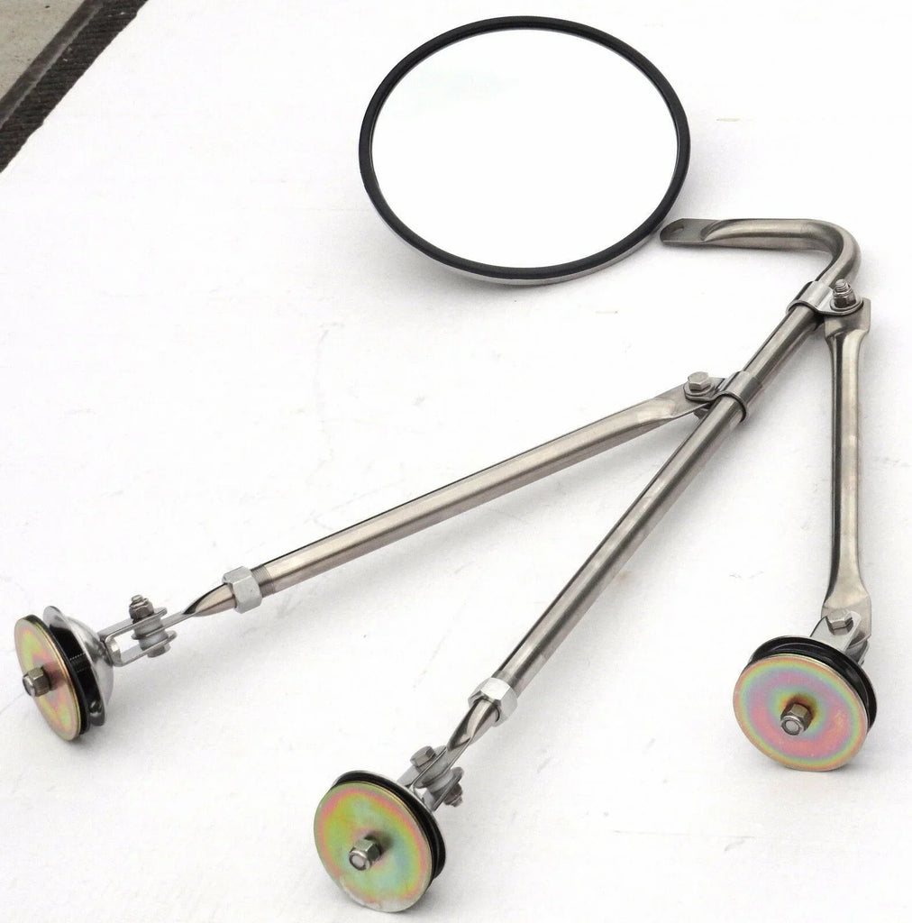 Tripod Legged Fender Mount Mirror 8" Center Mount Chrome Body GG#33322 Each