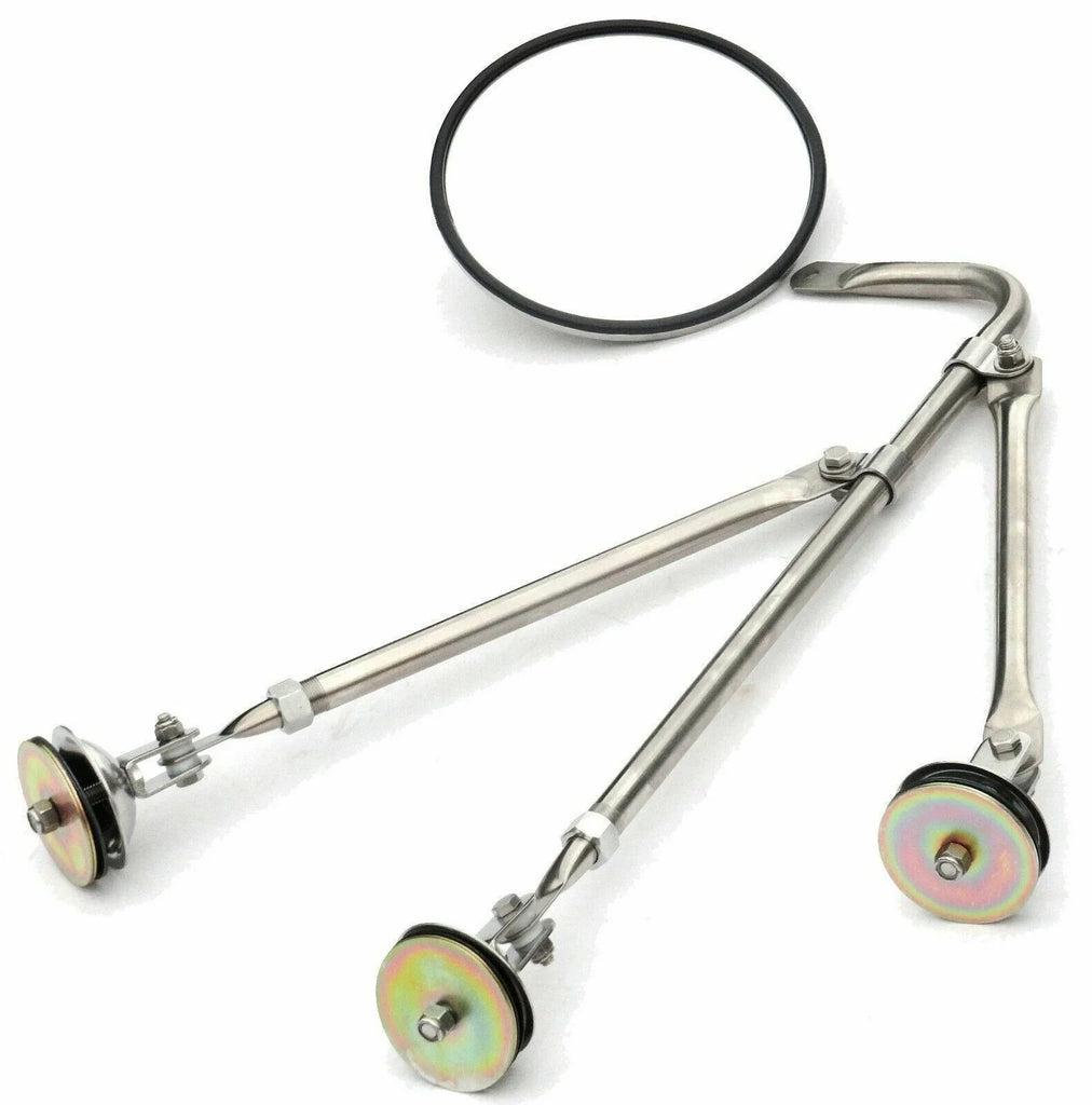 mirror fender mount tripod 8" center mount stainless for Freightliner Kenworth