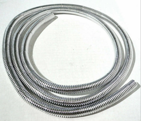 Chrome Split Corrugated Wire Loom 3/8" Dia. 6 Foot Long Polypropene UP#34801