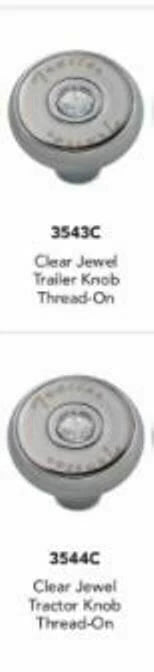 Air Brake Knobs Deluxe Screw-On Tractor/Trailer Clear Jewel HTS3543-C, 3544-C