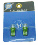 UP LED Bulb No. 194 Tube Style 1 LED Wedge Base Green #38263- 2 Pack