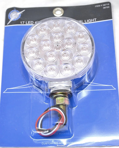 Led Turn Signal 17 Clear Lens Amber/Red LEDs Chrome Stud Mount 4” UP#38720 -Pair