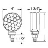 Led Turn Signal 17 Clear Lens Amber/Red LEDs Chrome Stud Mount 4” UP#38720 -Pair