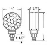 Led Turn Signal 17 Clear Lens Amber/Red LEDs Chrome Stud Mount 4” UP#38720 -Pair