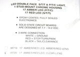 Led Turn Signal 17 Clear Lens Amber/Red LEDs Chrome Stud Mount 4” UP#38720 -Pair
