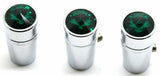 toggle switch extensions(3) mini green jewel chrome aluminum for Peterbilt