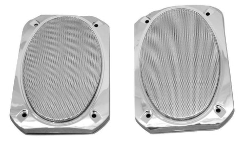 For Peterbilt 379 389 Chrome Speaker Cover 6-3/8 X 4-5/16 Rectangle UP40987 Pair
