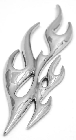 Cutout 3D Flame Accent Facing Left Chrome Plastic Tape Mount 7 5/8" UP#41088