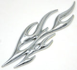 Cutout 3D Flame Accent Facing Left Chrome Plastic Tape Mount 7 5/8" UP#41088
