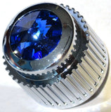 A/C Heater Control Dial Knob For 1/4" Shaft Blue Jewel Plastic UP#41152 Each