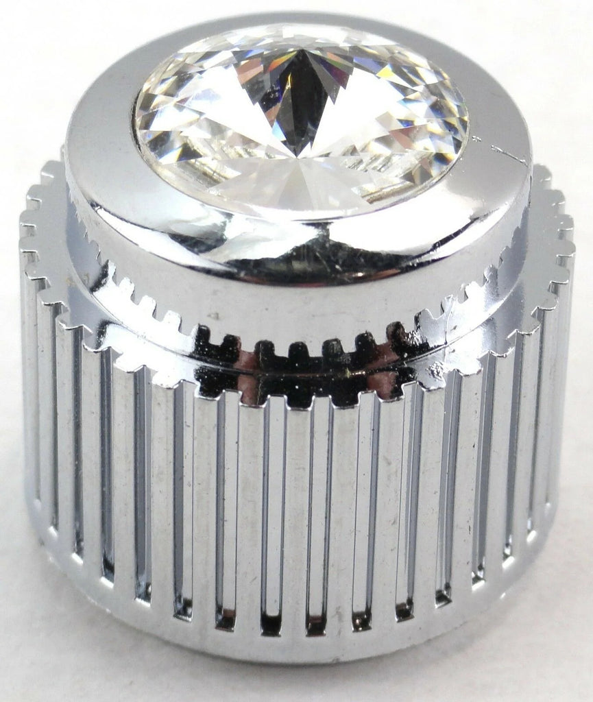 A/C Heater Control Dial Knob Clear Jewel Chrome Plastic 1/4" Shaft UP41153 Each